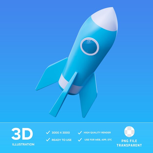 PSD Rocket 3D Illustration