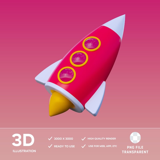 PSD psd rocket 3d illustration