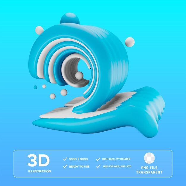 PSD rolling waves 3D illustration