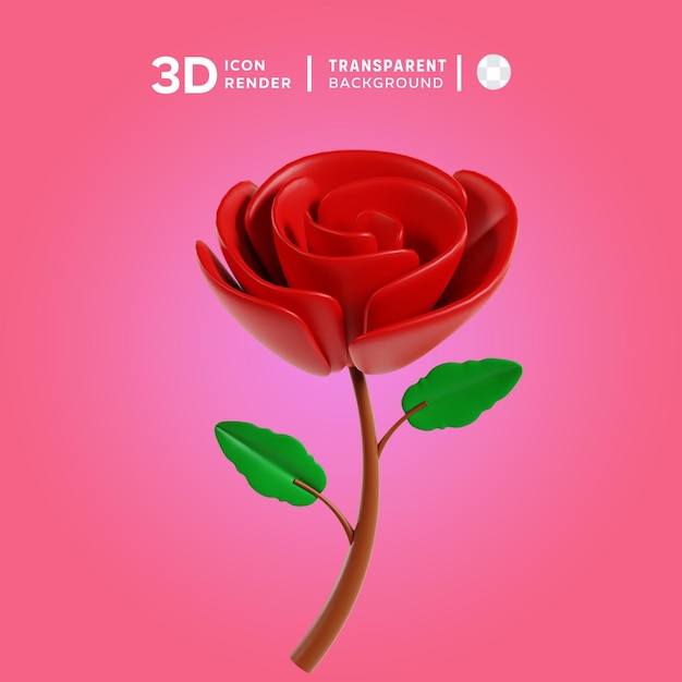 PSD rose flower valentine 3D illustrartion