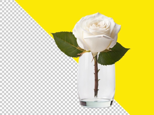 psd of a rose on a glass rose valentine day concept on transparent background