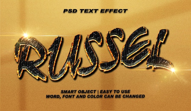 PSD russel editable text effect 3d style