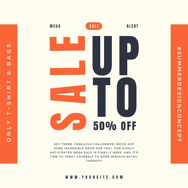 PSD sale up to percentage with cream background instagram post template