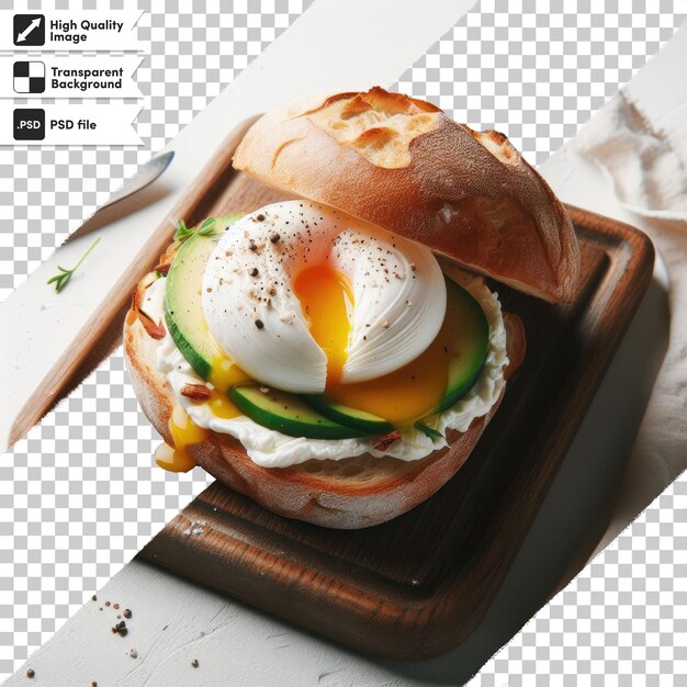 PSD sandwich with smoked salmon eggs on transparent background with editable mask layer