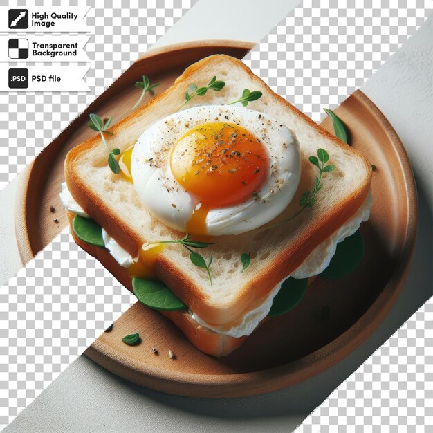 PSD sandwich with smoked salmon eggs on transparent background with editable mask layer