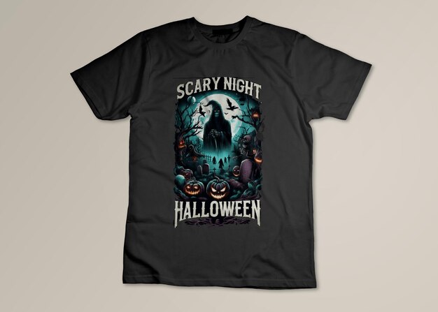 PSD psd scary night halloween tshirt design