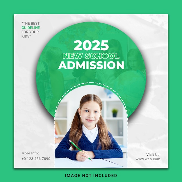 PSD school education admission open social media post and instagram post template or web banner temp