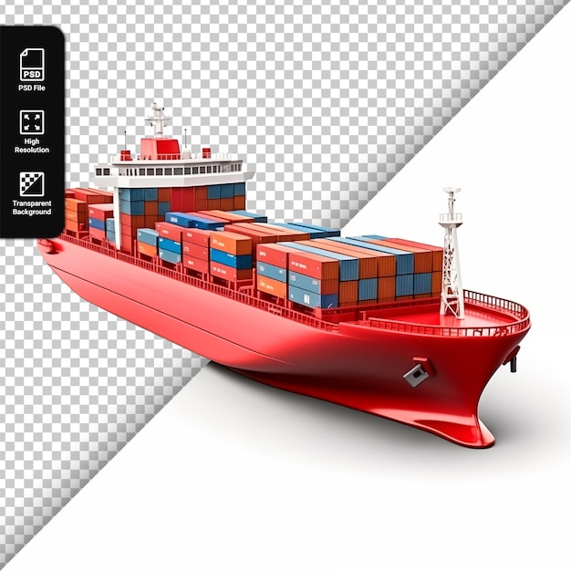 PSD sea container ship isolated on transparent background