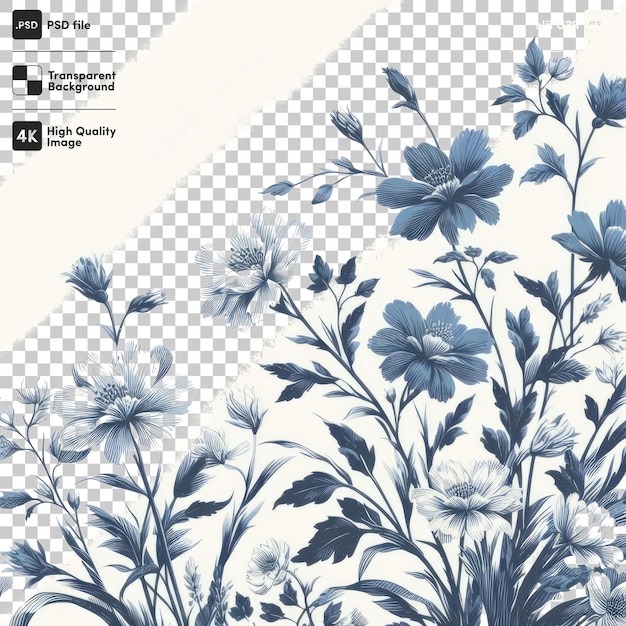 PSD seamless floral pattern on a transparent background