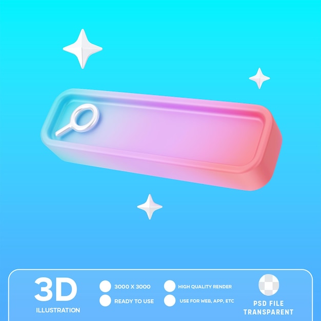 PSD search bar 3D Illustration