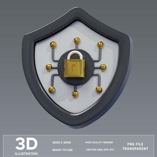 PSD Security Shield 3D Illustration