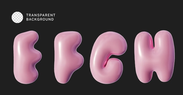 PSD psd a set of 3d pink inflated letters e f g h