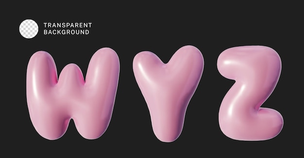 PSD psd a set of 3d pink inflated letters w y z