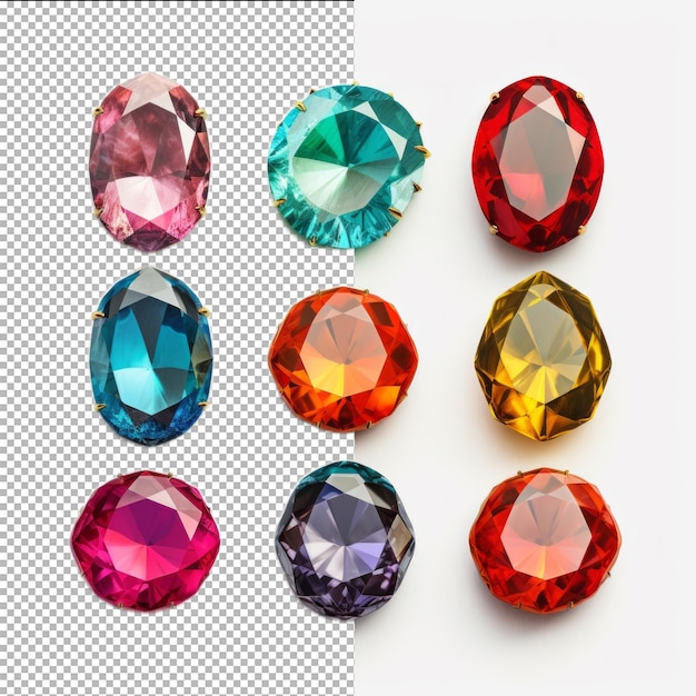 PSD psd set jewel stones isolated on transparent background premium psd