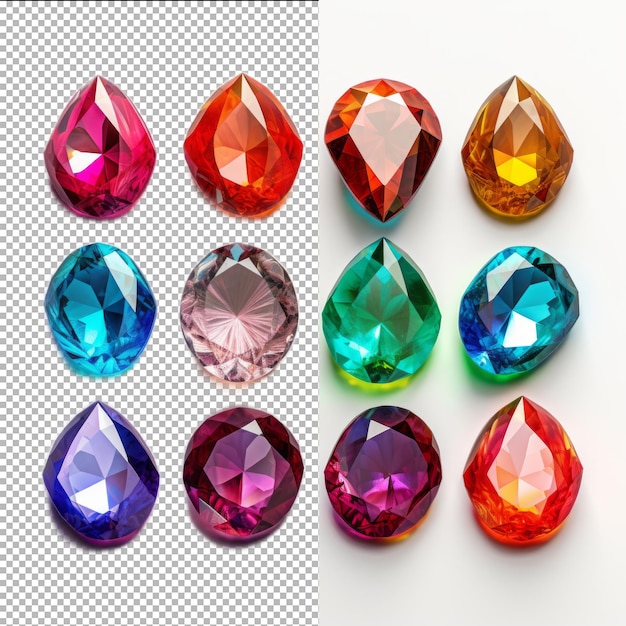 Psd set jewel stones isolated on transparent background premium psd