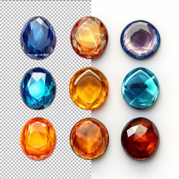 Psd set jewel stones isolated on transparent background premium psd