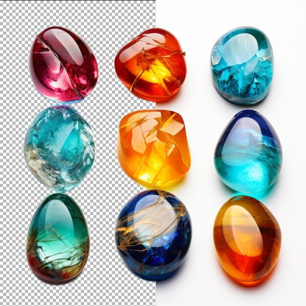 Psd set jewel stones isolated on transparent background premium psd