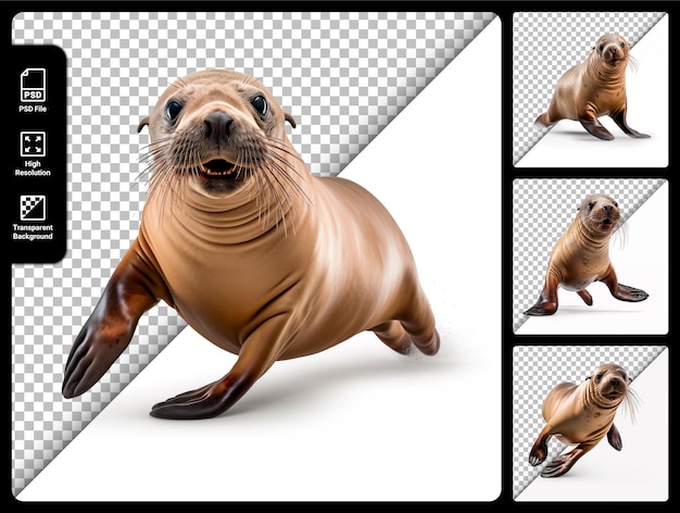 PSD Set of sea lion isolated on transparent background