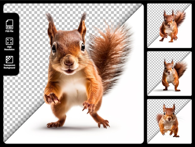 PSD Set of squirrel isolated on transparent background