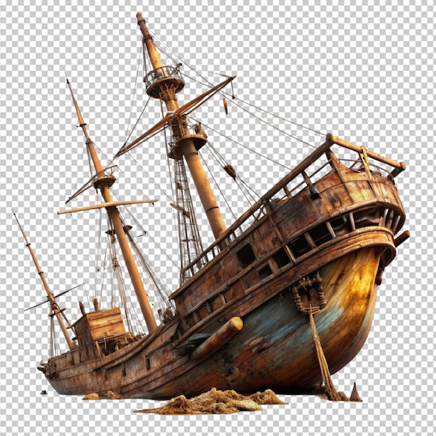 PSD psd of shipwreck on transparent background