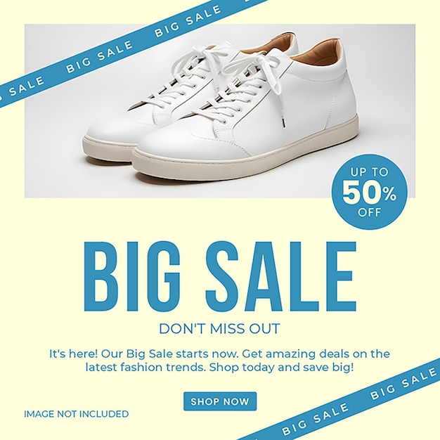 PSD psd shoes big sale on white background instagram post template