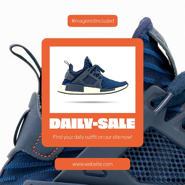 PSD psd shoes daily sale on white background instagram post template