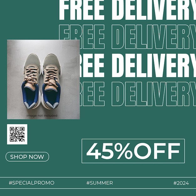 PSD psd shoes free delivery promotional discount design for social media and instagram post template