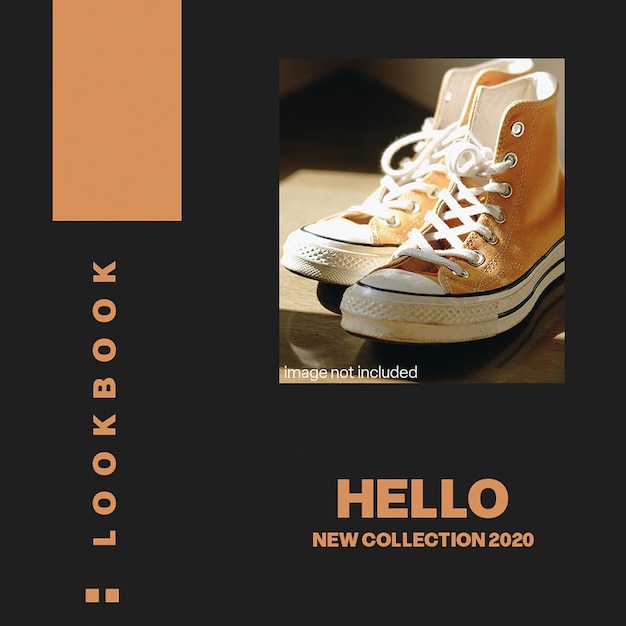 PSD psd shoes new collection on black background instagram post template