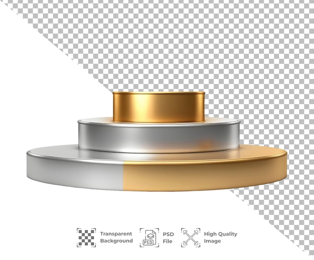 PSD Silver metal podium isolated on transparent background