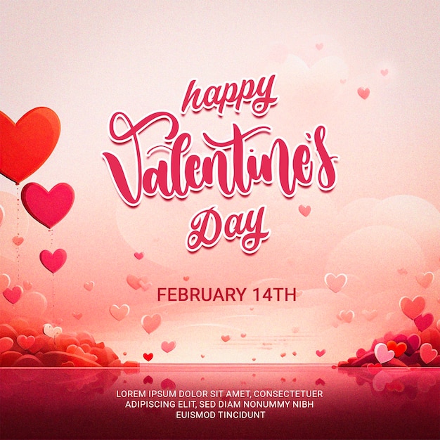 PSD simple happy Valentine Day celebration design