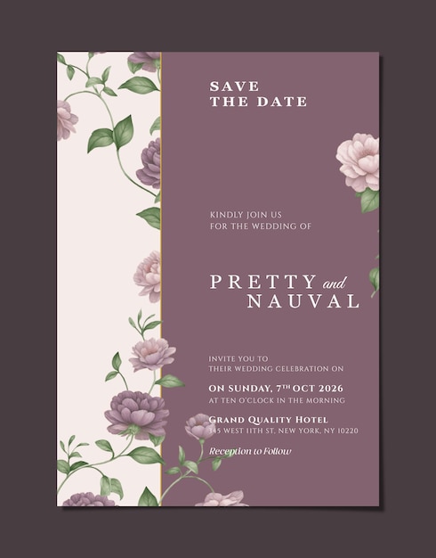 PSD psd single sided wedding invitation card template