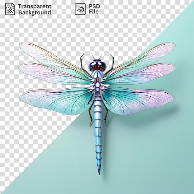 psd skimmer dragonfly on a blue background