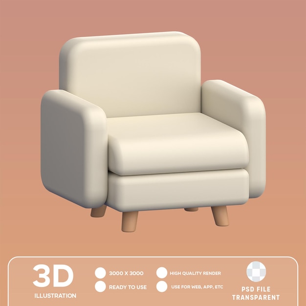 PSD Small Sofa 3D illustration