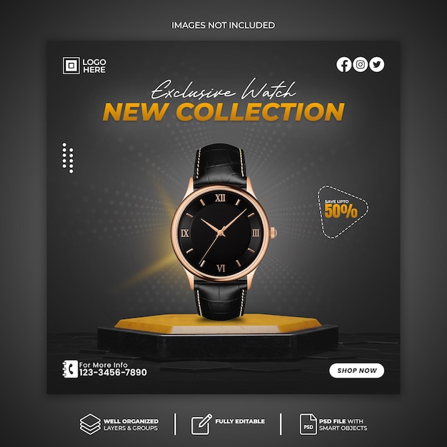 PSD psd smart watch social media banner design and instagram post template design