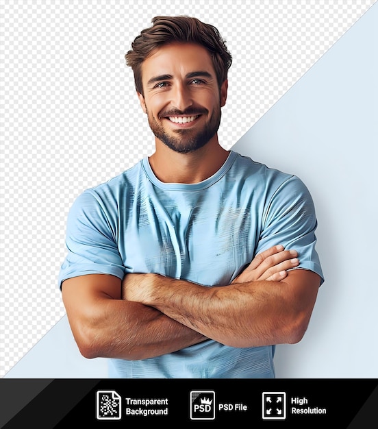 psd smiling athlete with arms crossed posing for the camera png psd