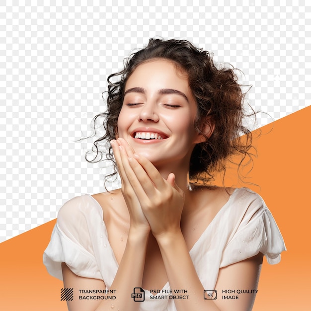 PSD smiling woman portrait isolated on transparent background