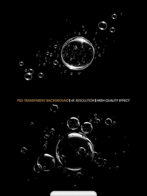 PSD soap foam and bubbles drop different shape realistic set isolated on transparent