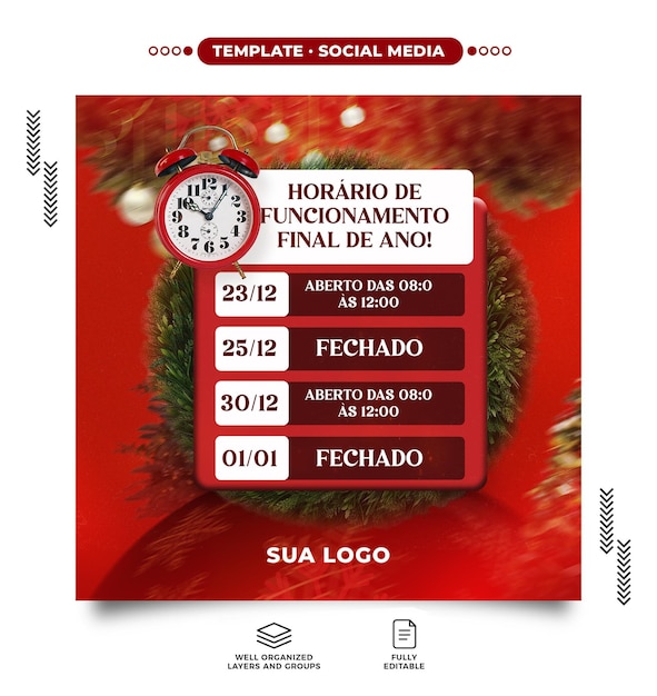 PSD social media feed christmas opening hours social media