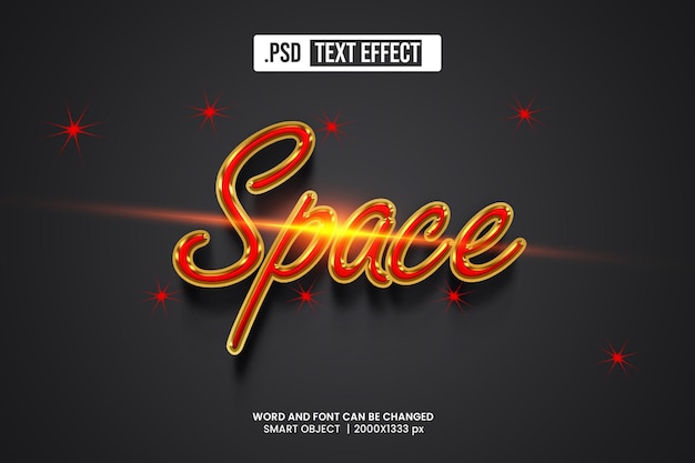 PSD Space 3d text effect style