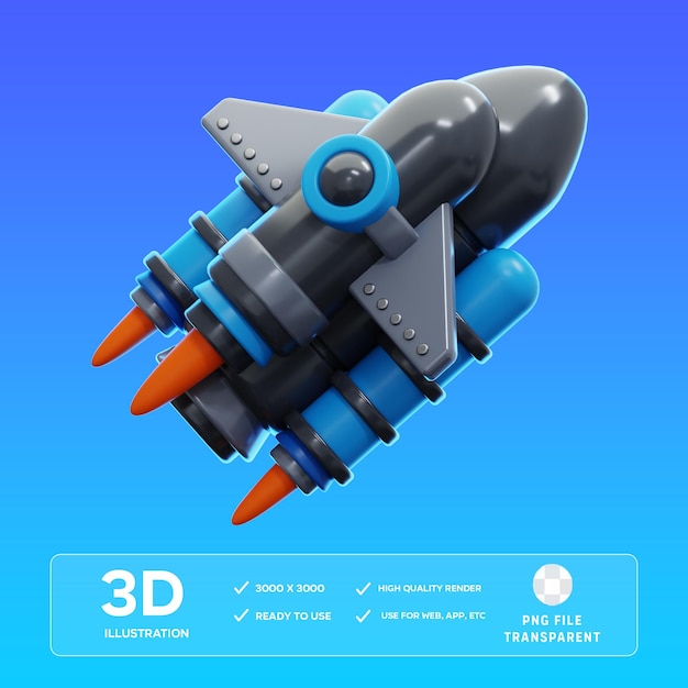 PSD spaceship 3D Illustration