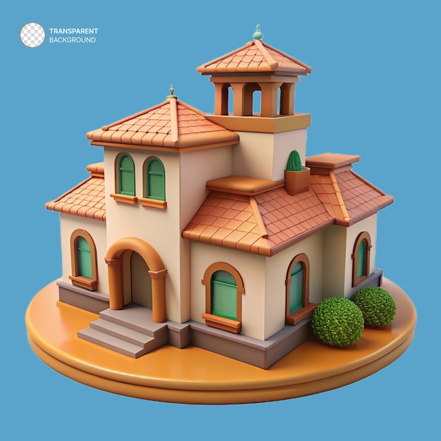 PSD psd spanish villa 3d icon illustration