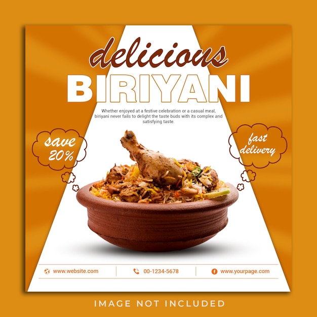 PSD special biriyani food social media banner instagram post template