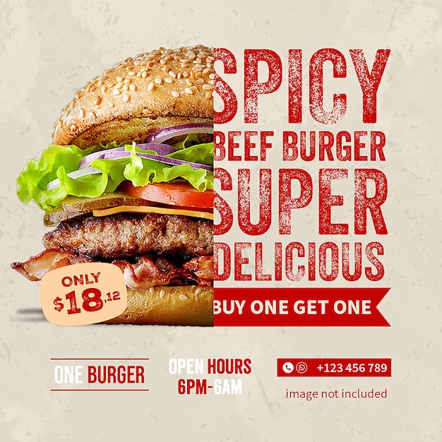 PSD Special Delicious Burger Collection Design Concept for Social Media Instagram Post