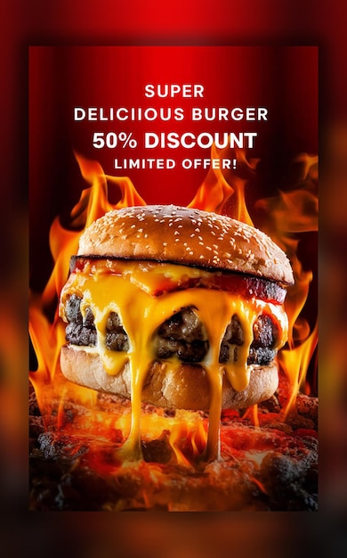 PSD Special Delicious burger food menu and restaurant social media instagram post template