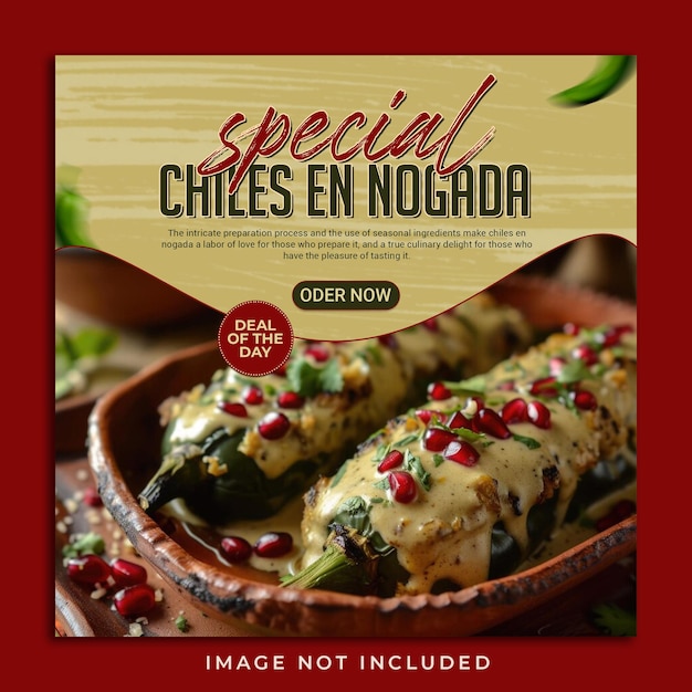 PSD special Mexican chiles en nogada food social media banner instagram post template psd