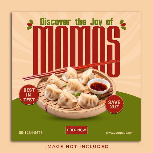 PSD special momos food social media banner instagram post template