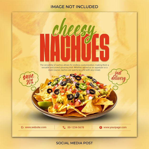 PSD special nachoes social media banner instagram post template