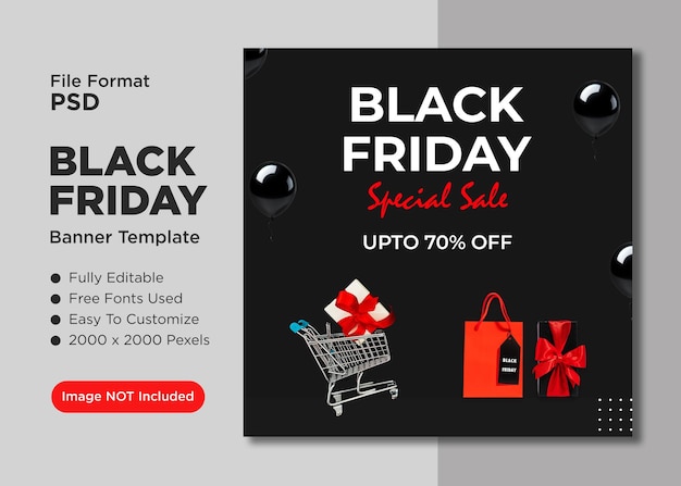 PSD psd spectacular black friday savings banner templaate