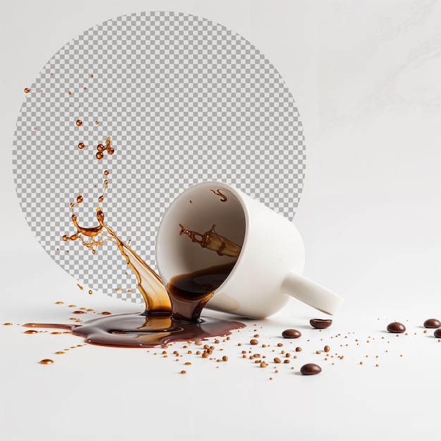 PSD psd spilled coffee cup on isolated background