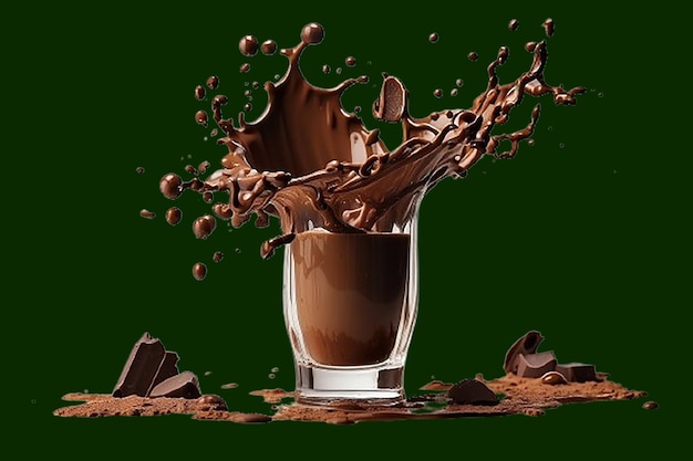 PSD a splash of chocolate with the word chocolate with Transparent Background